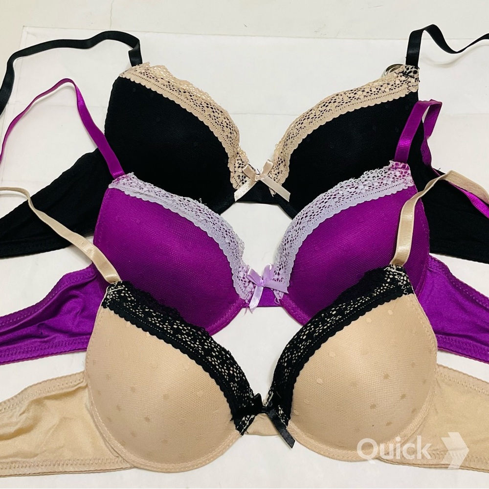 NWT 3 pc Polka Dots Mesh Contour Bras